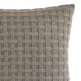Nautica | Saybrook Collection | 100% Cotton Twill Basket Weave Knit Reversible Decorative Accent Throw Pillow/Sham, Zipper Closure, 16" x 16", Mocha