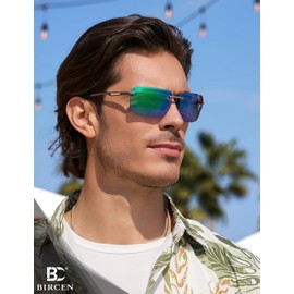 BIRCEN Polarized Sunglasses for Men - UV Protection Sports Sun Glasses Classic Black Shades for Driving Fishing