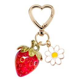 Agromusk Agromusk Cute Strawberry Keychain,Bag Charms,Kawaii Heart Flower Daisy Key chains Accessories Decor for Girls Purse Gift (Red)