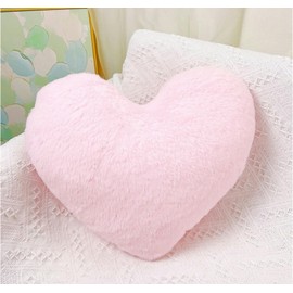 MeYuxg Heart Cushion, Heart Cushion, Pink Cuddly Cushion, Decorative Cushion, Heart Shape, Fluffy Plush Cushion for Living Room, Sofa, Bed, Bedroom