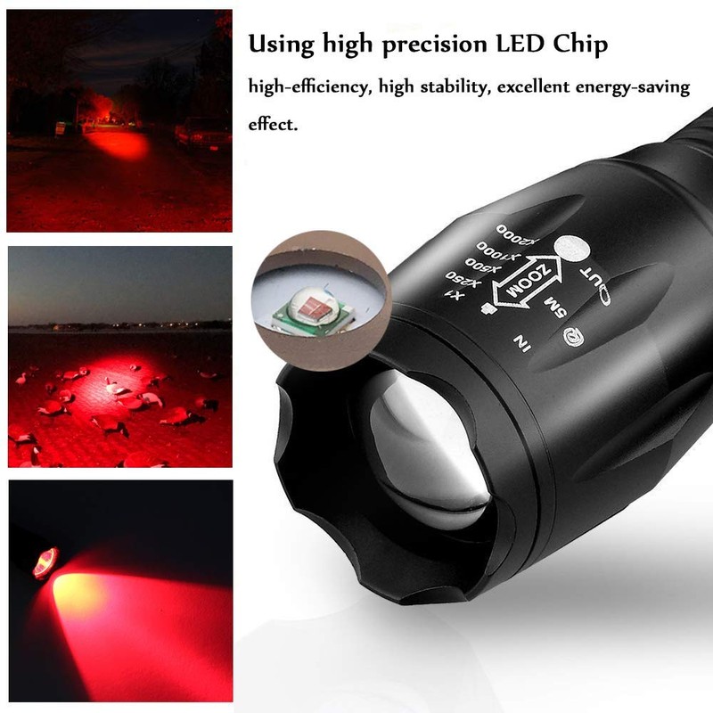 GaiGaiMall Military Red Light Flashlight Single Mode tactical red Torch