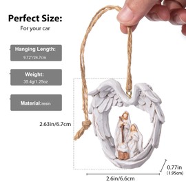 YGMONER Car Mirror Hanging Christian Gifts for Men, Women - Holy Family Decor Resin Ornament Car Rearview Decor Accessories, Jesus Pendant Religious Gift for Truck Driver