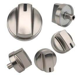 POCPUNAB WB03X29315 Stove Knob Replacement for GE Cooktop Burner, Fits Models JGP5030SLSS/JGP5036SLSS, Replaces 4585907 AP6327765 PS12299264, Gas Range Knob Accessories Stainless Steel, 5PCS