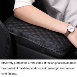 Adunsiaoto Car Centre Console Cover, PU Leather Car Centre Console Cover, Armrest Seat Storage Box Mat, Non-Slip Car Centre Console Box Pad Protector