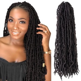 BOHOBABE 18 Inch Light Weight Butterfly Locs Crochet Hair 8 Packs Long Brown Distressed Butterfly Faux Locs Crochet Hair, 4#