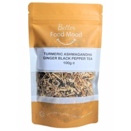 Better Food Mood Turmeric Ashwagandha Ginger Black Pepper Loose Leaf Tea 100gm | May Aid Digestion & Stress Relief | Superfood - No Caffeine | Rich in Antioxidants