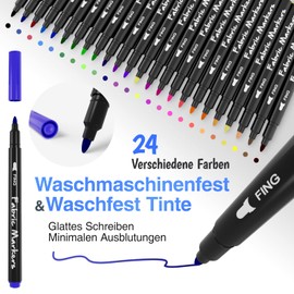 24 Fabric Pens and 7 Stencil - APOGO Fabric Markers Permanent Fabric Paint