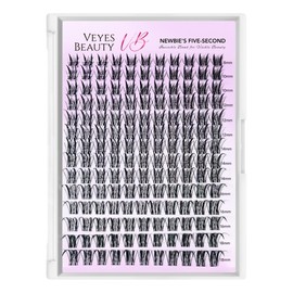 VEYESBEAUTY VEYESBEAUTY Lash Clusters Eyelash Extensions Thin & Invisible Band DIY Individual False Eyelashes Newbie's Five-Second Series Wispy Lash Tray for Self-application, Sylph Lashes 8-18mm Mixed Length