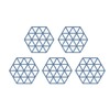 5pcs Table Mats Geometric Hex Shape Hollow Silicone Blue Insulation