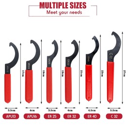 MSYU Coilover Adjustment Wrenches Set, 6 Pieces Coilover Wrench Shock Spanners Hook Wrenches Tools, C-Shape Spanners for Suspension System (Red & Black)