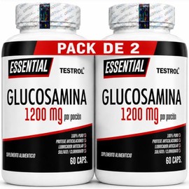 Glucosamina 1200 mg por Porción TESTROL, Sulfato y Clorhidrato, Suplemento Alimenticio para Movilidad y Bienestar Articular para Adultos Pack de 2 uni