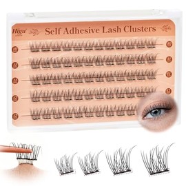 Higu clace Pre-Glued Eyelash, Volume Pre Glued Cluster Lashes Mix 10-12mm, 60pcs Preglued Eyelashes No Glue Needed Easy to Use(Natural Y01)