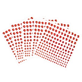 5 Sheets Self Adhesive Pearl Stickers, Flat Back Pearls Sticker, 4 Size Self Adhesive Rhinestone Gem Stickers for DIY Crafts Craft Card Decorations Nail Art Beauty Makeup (Red)