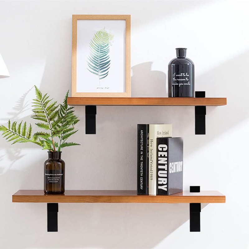 Metal Adjustable Floating Shelf Hardware, Wood/Glass Shelf Bracket Wall MountIing,Adjustable