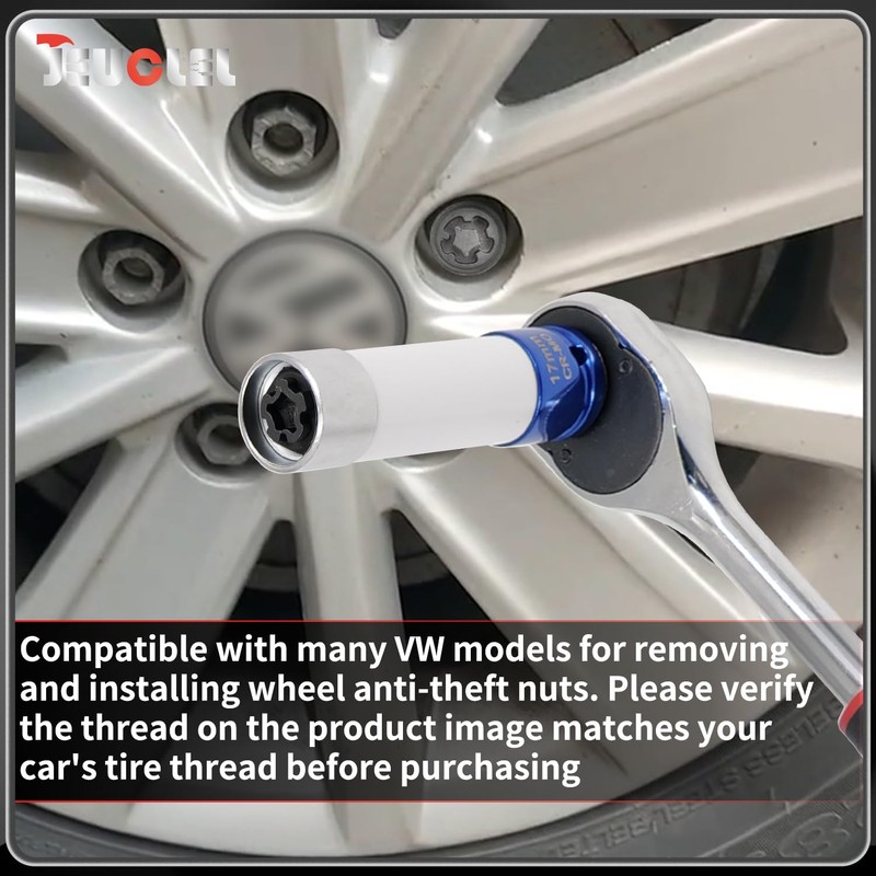 JEUCLEL 537 Wheel Locking Nut Key Compatible with VW VAG