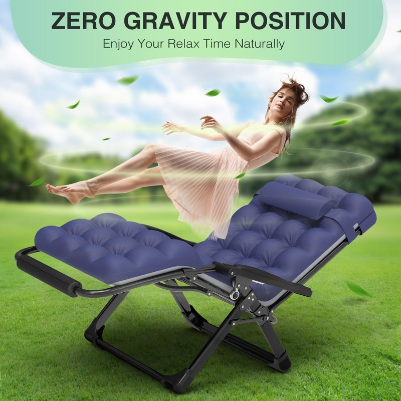 Suteck Oversized Zero Gravity Chair,29In XL Lounge Chair w/Removable Cushion&Headrest,