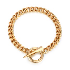 FRUMOS Dainty Layering Bracelets for Women 18 k Gold Plated Fashion Chunky Cuban Paperclip Link Chain Bracelets Jewelry for Women Girls Gift(Claw t-bar Bracelets)