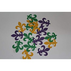 100 Fleur de lis mardi gras yellow, purple, green die cuts, confetti, party supplies, table decorations