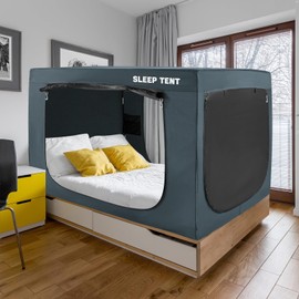 YAVIL Bed Tent Twin Bed Canopy Dream Tents for Indoor Portable Blackout Tents Privacy Space Warm Breathable Sleeping Tents for Kids and Adult(Navy Blue,Mattress Not Included) Reducing Light