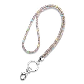 SAVORI Key Lanyard For Women, Rhinestone Lanyard Bling ID Card Holder Cute Neck Lanyard with Metal Clasp Keyring (AB)