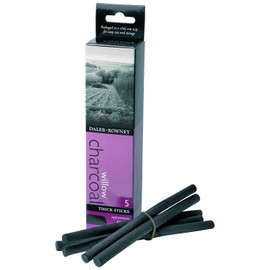 Daler Rowney 808030005 Thick Charcoal (5 Sticks), Black