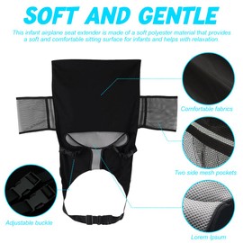 ADDLIVE Baby Aeroplane Bed, Hammock Aeroplane, Footrest Aeroplane Portable, Seat Extension Aeroplane Children with Adjustable Press Stud Closure for Small Children Air Travel (Black)