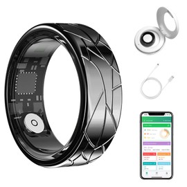 Smart Ring Health Tracker for Women Men, Heart Rate/Blood Oxygen/Sleep Tracker/Step Counter, Fitness Ring with Magnetic Charging Case, 5ATM Waterproof for iOS & Android, No Subscription Fee- Black 8