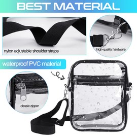 Clear Bag for Concert Stadium Approved, Plastic Clear Cross Body Bag with Adjustable Strap, Waterproof Multifunction Transparent Bag for Men Women Work Travel