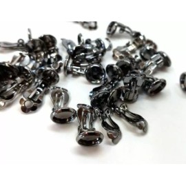 Unbranded 10 pcs. Gunmetal Earring Clips Settings Hinged Bezels Cabochons – 8mm Glue Pad