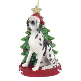 Kurt Adler E0369GD Great Dane Dog with Christmas Tree Ornament,4.25-inches Tall