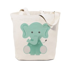 The Cotton & Canvas Co. Elephant Beach, Shopping and Travel Resusable Shoulder Tote and Handbag for Kids, Teens and Adults
