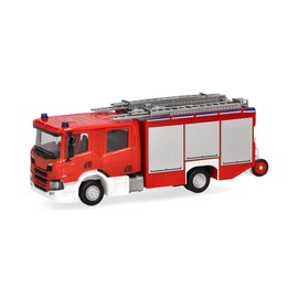 Herpa modello di camion Scania CP28 Crewcab veicolo antincendio "Feuerwehr", in scala 1:87, pezzo da collezione, modello tedesco, statuetta plastica