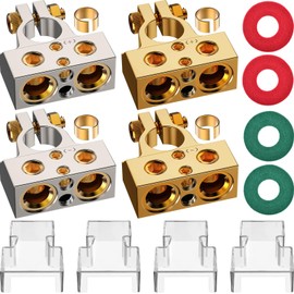SUNMORN Battery Terminal Connectors, 0/2/4/6/8/10 AWG Battery Terminals, Heavy Duty Car Battery Terminal, Top Post Multiple (Beige)