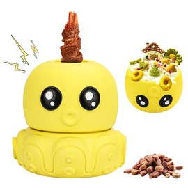 paatata Bully Stick Holder & Treat-Dispensing Function Natural Rubber Chew Toys for Dogs Squeaky Indestructible Dog Toys chewers For Medium & Large Breeds (Yellow)