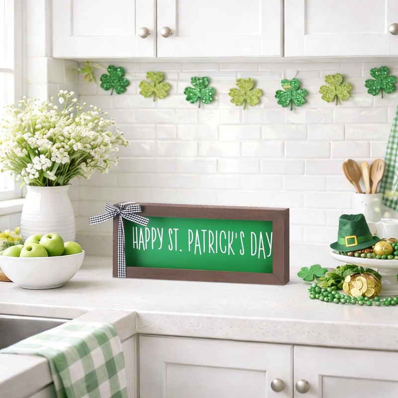 Hekocap St Patricks Day Decor - Wooden Happy St Patricks