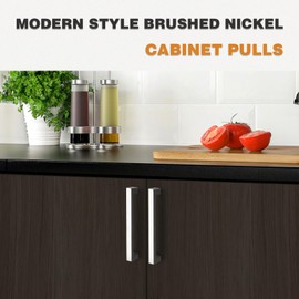 Probrico 10 Pack Brushed Nickel Cabinet Pulls Stainless Steel Square, Cupboard Cabinet Door Handles 6-3/10" Dresser Drawer Handles, Kitchen Drawer Pulls 6-7/10" Overall Length