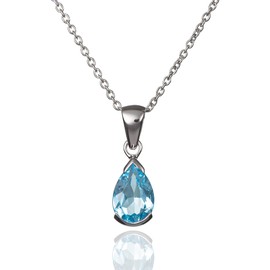 namana 925 Sterling Silver Necklace for Women with a Blue Topaz Gemstone, Natural Gemstone Necklace for Women, 925 Silver Pendant Necklace for Women with a Pear-Shaped Blue Topaz Gem