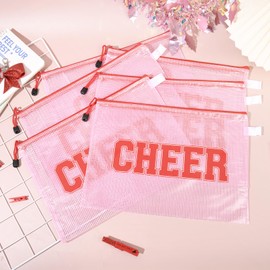 SOIDRAM 6 Pcs Cheer Bag Cheer Makeup Bag Gifts Zipper Pouch Makeup Case Cheerleader Accessories Snack Bags Bulk for Cheerleading Party Supplies