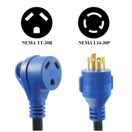 Generator to RV Adapter Cord 30 Amp 4-Prong Twist Lock NEMA L14-30P to TT-30R,12 Inch Heavy Duty 30 Amp Adapter for RV Backup Power,Rated 30A 125V