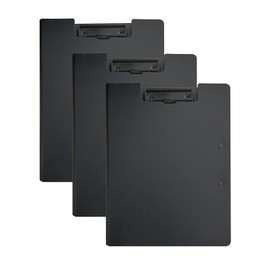 A4 Clipboard with Double Clip for Studio and Office 3 in 1 Portable File Management (Pack of 3) (Black)