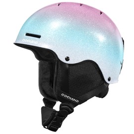 Odoland Ski Helmet, Shinning Snowboard Adult Helmet for Men Women, 10 Cooling Vents, Dial Fit Snow Helmet for Young with ABS Shell, Goggles Compatible