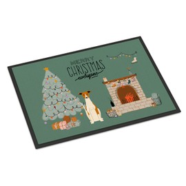 Caroline's Treasures CK7662MAT Whippet Christmas Everyone Doormat 18x27 Front Door Mat Indoor Outdoor Rugs for Entryway, Non Slip Washable Low Pile, 18H X 27W
