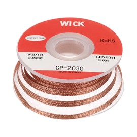 sourcing map Solder Wick Braid No-Clean Desoldering Wick Braid 0.08 Inch Width 10 Feet Length for Remove The Solder Electrical Components 1 Pack
