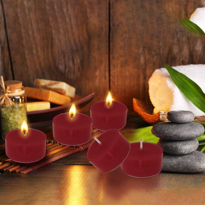 Tea Candles Handmade Clear Cup Apple Scented Smokeless 24 Pack