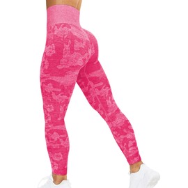 HIGORUN Women Seamless Leggings Camo High Waist Workout Gym Yoga Pants Carmine M