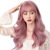 Pink Long Wig, Pink Full Wig, Waves, Curly Hair, Semi-Long