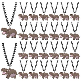 KeeStar 24 Pack Hippo Necklace Party Favors for Safari Animal Party, Wild Animal Themed Baby Shower, Birthday, School Carnival Rewards, Photography Props, Home Decorations, Classroom Prize