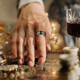 IMINI Simple 6mm Tungsten Carbide Rings for Men and Women Promise Wedding Thumb Comfort Fit Finger Black Gold-tone Polished Dainty Engagement Statement Band Jewelry (US8=Q)