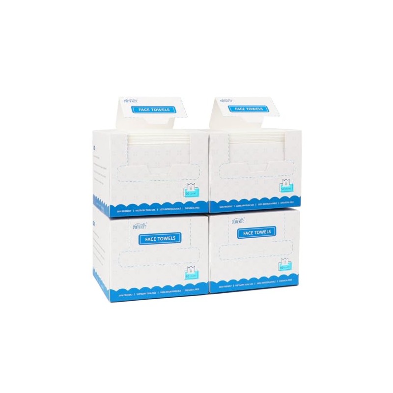 HOMEXCEL Face Towels, 200 Count (4 Box) Disposable Face Towelettes,
