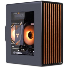 Solid Wood Strip Front Panel - Mesh Side Panel - Tower PC Gaming Computer Case Black- Includes 3 120mm LED Cooling Fans, Supports M-ATX and ITX motherboards, HD Audio、USB3.0x1、USB2.0x1.